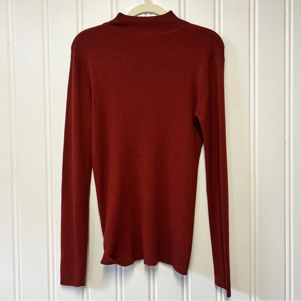 Pendleton Sweater XL Silk Cotton Ribbed Mock Neck Rust Long Sleeve Pullover - Picture 6 of 6
